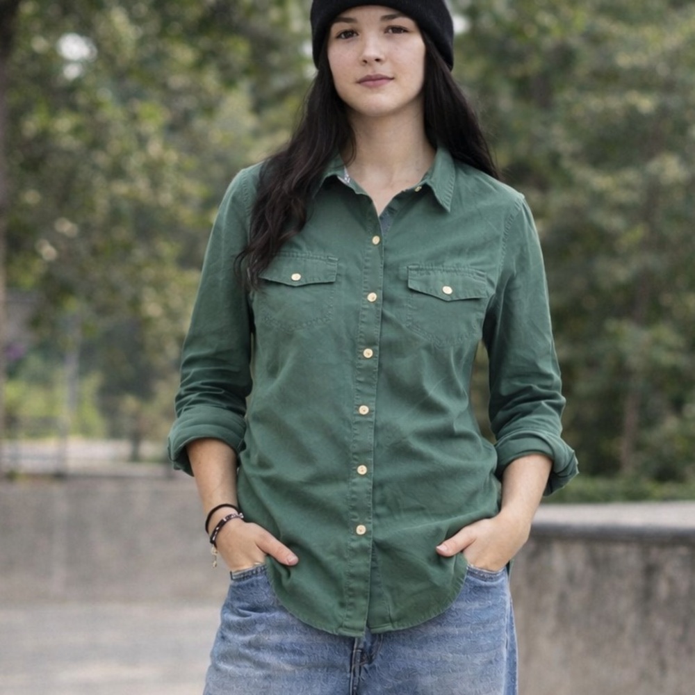 Converse Green Button Down Shirt (large) - Picture 1 of 7